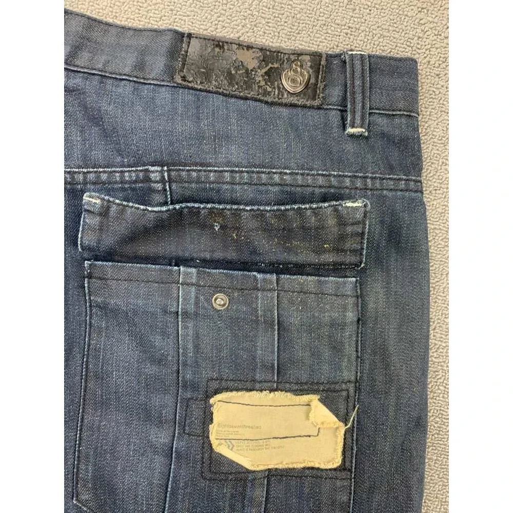 Y2K‎ Eight 732 Jeans Men 44x34 Baggy Wide Leg Denim Pants Dark Blue 100% Cotton